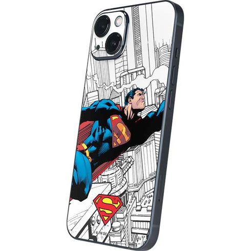 DC Comics Superman Super Speed Flying Over City iPhone 14 Plus Skin